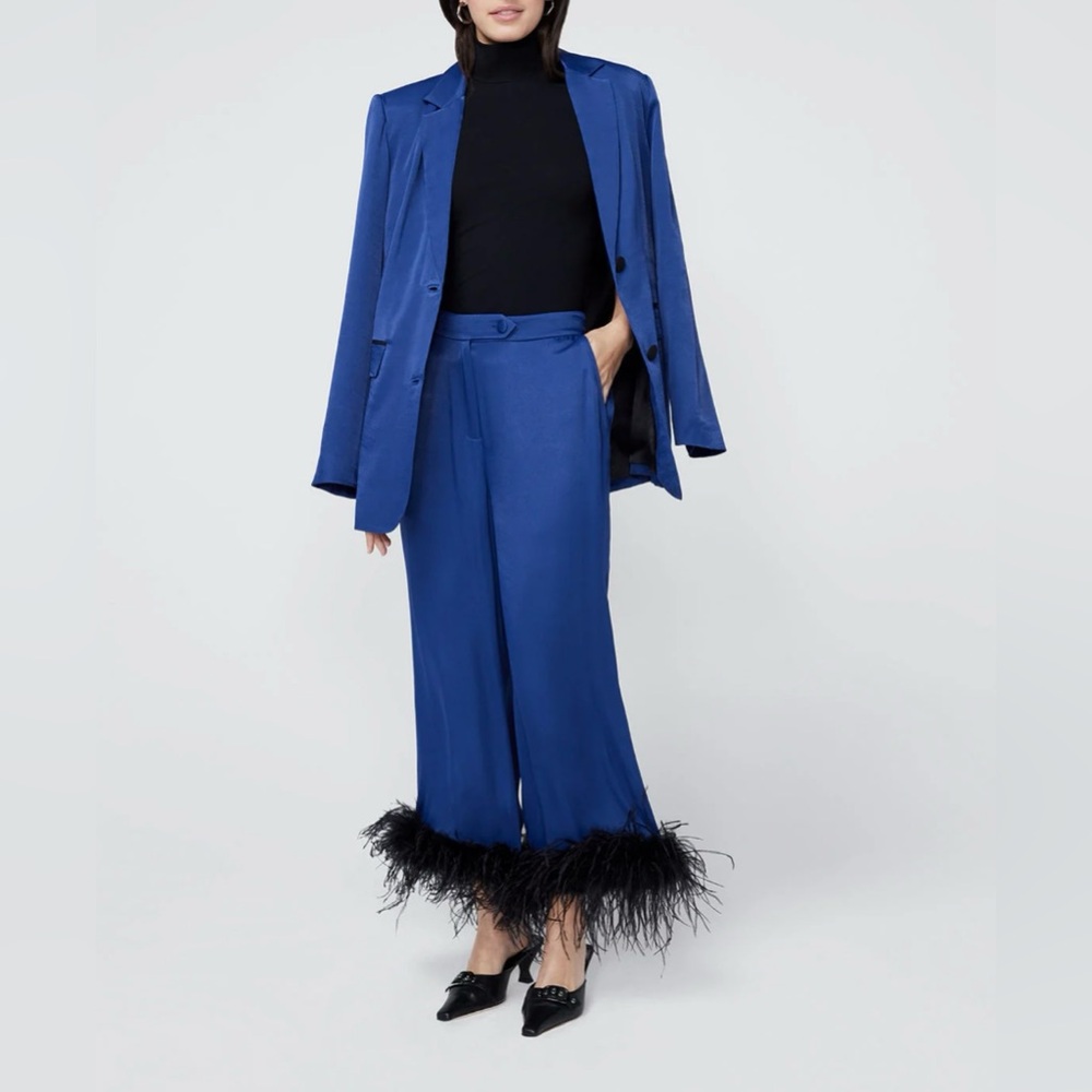 KITRI APOLLO SATIN TROUSERS IN NAVY Women’s Size UK 6